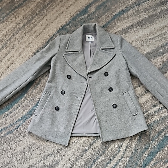 Old Navy Woman's Gray Double Breasted Wool Pea Coat. Sz: M - Picture 4 of 7